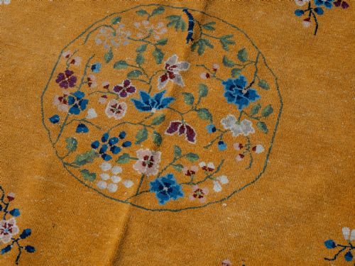 ANTIQUE CHINESE ART DECO YELLOW CARPET C1920 12' X 8'10 364X270CM RUG - ADDITIONAL PHOTO 9