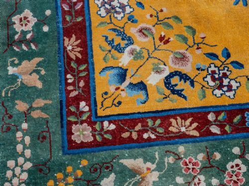 ANTIQUE CHINESE ART DECO YELLOW CARPET C1920 12' X 8'10 364X270CM RUG - ADDITIONAL PHOTO 12