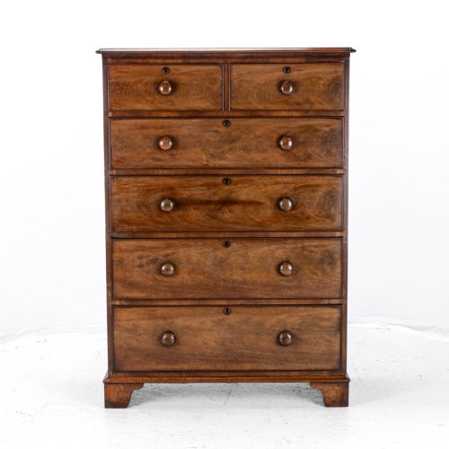 VICTORIAN MAHOGANY TALL STRAIGHT FRONT CHEST OF DRAWERS C1860 TALLBOY - ADDITIONAL PHOTO 2
