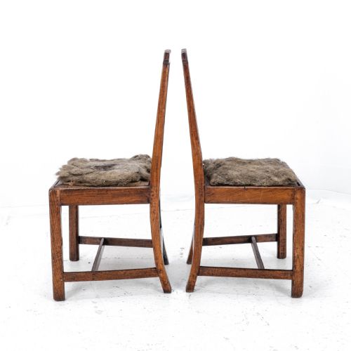 PAIR OF GEORGIAN C18TH CHIPPENDALE COUNTRY ELM UPHOLSTERED DINING SIDE CHAIRS - ADDITIONAL PHOTO 2