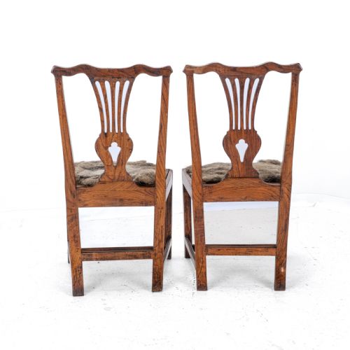 PAIR OF GEORGIAN C18TH CHIPPENDALE COUNTRY ELM UPHOLSTERED DINING SIDE CHAIRS - ADDITIONAL PHOTO 3