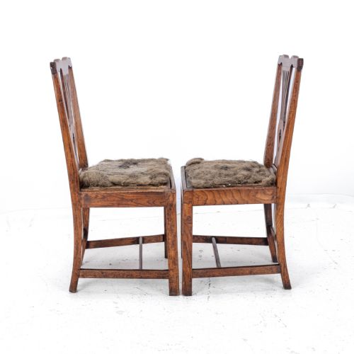 PAIR OF GEORGIAN C18TH CHIPPENDALE COUNTRY ELM UPHOLSTERED DINING SIDE CHAIRS - ADDITIONAL PHOTO 4