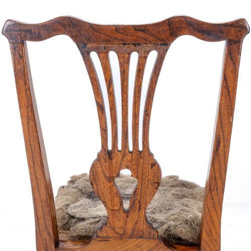 PAIR OF GEORGIAN C18TH CHIPPENDALE COUNTRY ELM UPHOLSTERED DINING SIDE CHAIRS - ADDITIONAL PHOTO 6