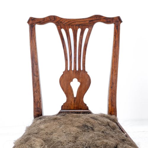 PAIR OF GEORGIAN C18TH CHIPPENDALE COUNTRY ELM UPHOLSTERED DINING SIDE CHAIRS - ADDITIONAL PHOTO 7