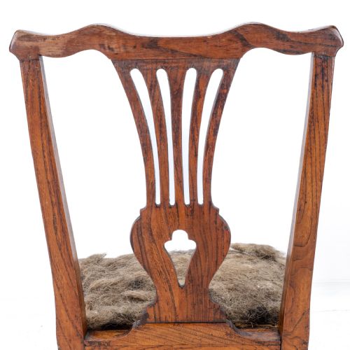 PAIR OF GEORGIAN C18TH CHIPPENDALE COUNTRY ELM UPHOLSTERED DINING SIDE CHAIRS - ADDITIONAL PHOTO 8