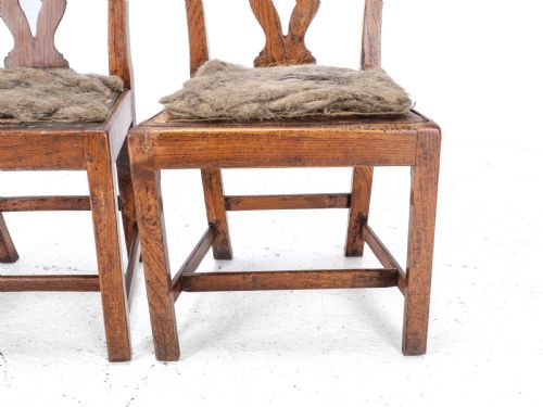 PAIR OF GEORGIAN C18TH CHIPPENDALE COUNTRY ELM UPHOLSTERED DINING SIDE CHAIRS - ADDITIONAL PHOTO 10