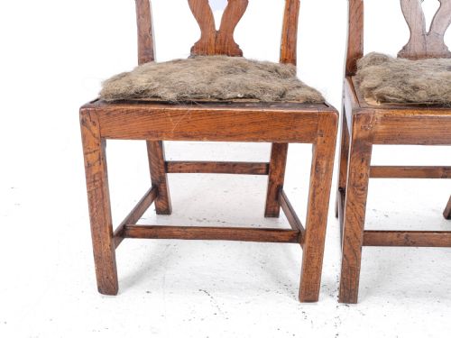 PAIR OF GEORGIAN C18TH CHIPPENDALE COUNTRY ELM UPHOLSTERED DINING SIDE CHAIRS - ADDITIONAL PHOTO 11