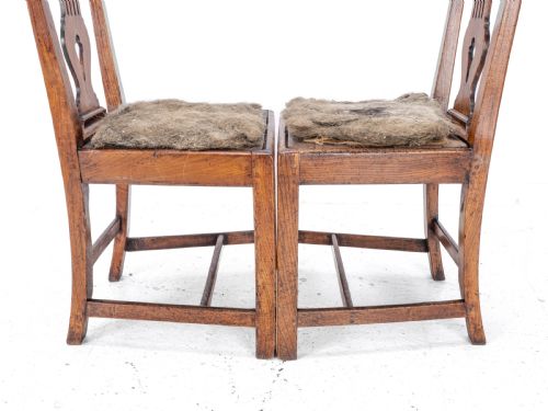 PAIR OF GEORGIAN C18TH CHIPPENDALE COUNTRY ELM UPHOLSTERED DINING SIDE CHAIRS - ADDITIONAL PHOTO 14