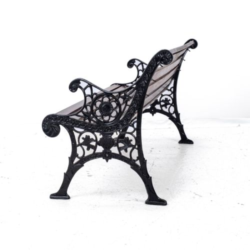 VICTORIAN C19TH CAST IRON TEAK SLATTED GARDEN PARK BENCH 5FT - ADDITIONAL PHOTO 7