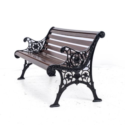VICTORIAN C19TH CAST IRON TEAK SLATTED GARDEN PARK BENCH 5FT - ADDITIONAL PHOTO 8