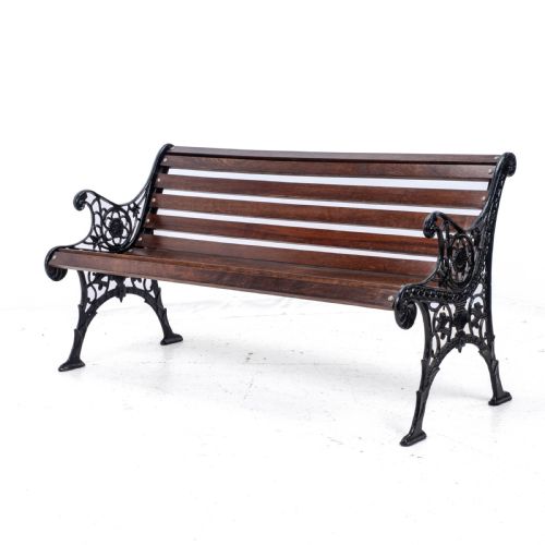 VICTORIAN C19TH CAST IRON TEAK SLATTED GARDEN PARK BENCH 5FT - ADDITIONAL PHOTO 9