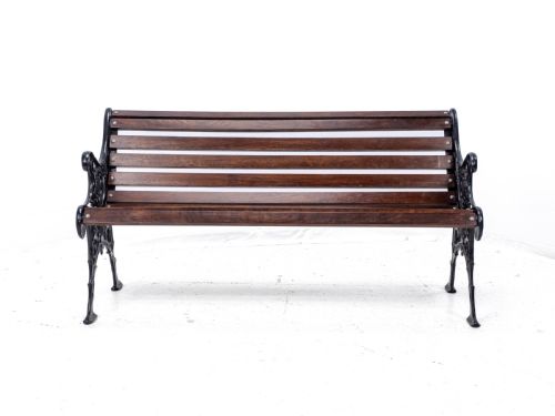 VICTORIAN C19TH CAST IRON TEAK SLATTED GARDEN PARK BENCH 5FT - ADDITIONAL PHOTO 10