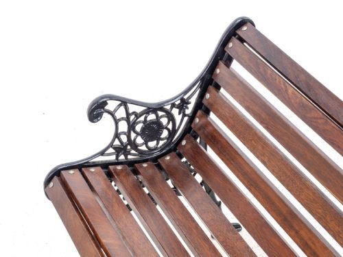 VICTORIAN C19TH CAST IRON TEAK SLATTED GARDEN PARK BENCH 5FT - ADDITIONAL PHOTO 12
