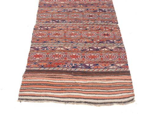 KURDISH PERSIAN FLAT WEAVE NORTHWEST RUG 8'X3'10 245X117CM KILIM - ADDITIONAL PHOTO 4