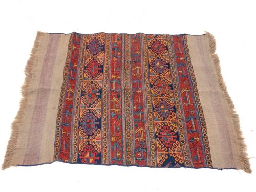 NORTHWEST PERSIAN SOUMAK FLAT WEAVE PANELRUG 4'3X3'3 135X105CM SUMAK SOUMAKH KILIM - ADDITIONAL PHOTO 3