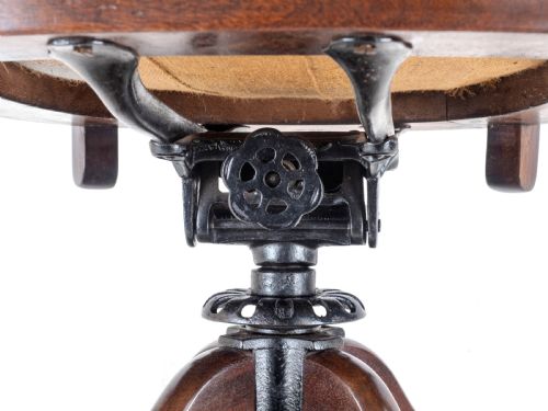 1920'S ADJUSTABLE SWIVEL MAHOGANY LEATHER DESK ARMCHAIR CHAIR - ADDITIONAL PHOTO 12