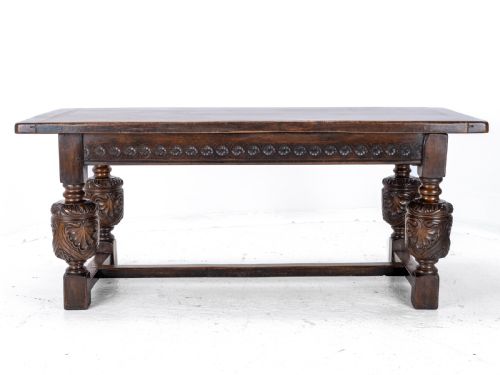 ELIZABETHAN C16TH REVIVAL CARVED OAK REFECTORY DINING TABLE C19TH VICTORIAN 6FT - ADDITIONAL PHOTO 10