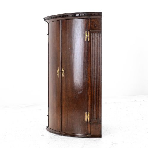 C18TH GEORGIAN OAK BOW FRONT CORNER CABINET WALL MOUNTED GEORGE III - ADDITIONAL PHOTO 6