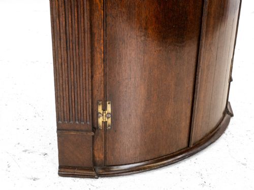 C18TH GEORGIAN OAK BOW FRONT CORNER CABINET WALL MOUNTED GEORGE III - ADDITIONAL PHOTO 12