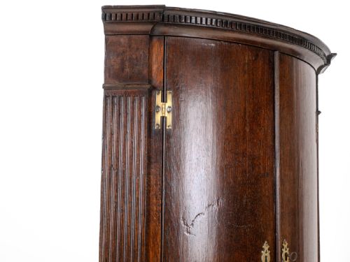 C18TH GEORGIAN OAK BOW FRONT CORNER CABINET WALL MOUNTED GEORGE III - ADDITIONAL PHOTO 13