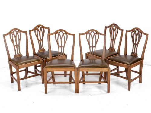 C18TH ELM HEPPLEWHITE SET OF 6 COUNTRY DINING CHAIRS WITH LEATHER UPHOLSTERY GEORGIAN GEORGE III - ADDITIONAL PHOTO 1
