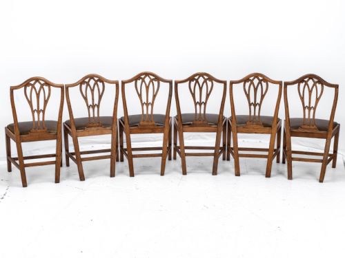 C18TH ELM HEPPLEWHITE SET OF 6 COUNTRY DINING CHAIRS WITH LEATHER UPHOLSTERY GEORGIAN GEORGE III - ADDITIONAL PHOTO 3