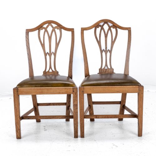 C18TH ELM HEPPLEWHITE SET OF 6 COUNTRY DINING CHAIRS WITH LEATHER UPHOLSTERY GEORGIAN GEORGE III - ADDITIONAL PHOTO 4