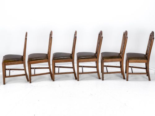 C18TH ELM HEPPLEWHITE SET OF 6 COUNTRY DINING CHAIRS WITH LEATHER UPHOLSTERY GEORGIAN GEORGE III - ADDITIONAL PHOTO 5