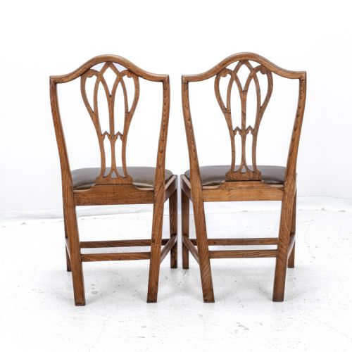 C18TH ELM HEPPLEWHITE SET OF 6 COUNTRY DINING CHAIRS WITH LEATHER UPHOLSTERY GEORGIAN GEORGE III - ADDITIONAL PHOTO 7