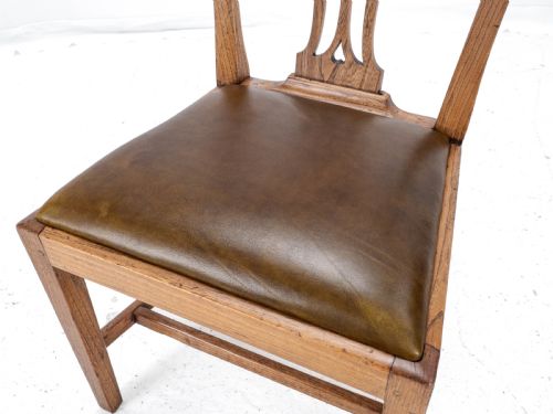 C18TH ELM HEPPLEWHITE SET OF 6 COUNTRY DINING CHAIRS WITH LEATHER UPHOLSTERY GEORGIAN GEORGE III - ADDITIONAL PHOTO 10