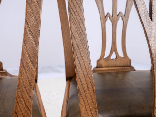 C18TH ELM HEPPLEWHITE SET OF 6 COUNTRY DINING CHAIRS WITH LEATHER UPHOLSTERY GEORGIAN GEORGE III - ADDITIONAL PHOTO 12