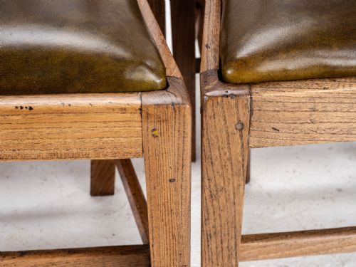 C18TH ELM HEPPLEWHITE SET OF 6 COUNTRY DINING CHAIRS WITH LEATHER UPHOLSTERY GEORGIAN GEORGE III - ADDITIONAL PHOTO 13