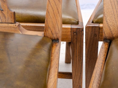 C18TH ELM HEPPLEWHITE SET OF 6 COUNTRY DINING CHAIRS WITH LEATHER UPHOLSTERY GEORGIAN GEORGE III - ADDITIONAL PHOTO 14