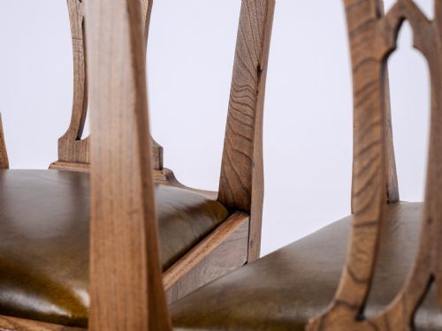 C18TH ELM HEPPLEWHITE SET OF 6 COUNTRY DINING CHAIRS WITH LEATHER UPHOLSTERY GEORGIAN GEORGE III - ADDITIONAL PHOTO 15