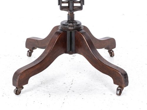 C1920S MAHOGANY LEATHER UPHOLSTERED SWIVEL ADJUSTABLE DESK ARMCHAIR - ADDITIONAL PHOTO 22