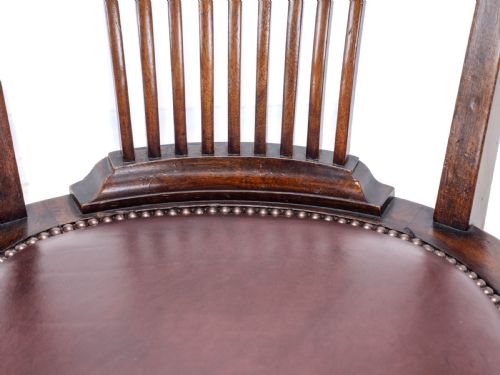 C1920S MAHOGANY LEATHER UPHOLSTERED SWIVEL ADJUSTABLE DESK ARMCHAIR - ADDITIONAL PHOTO 25