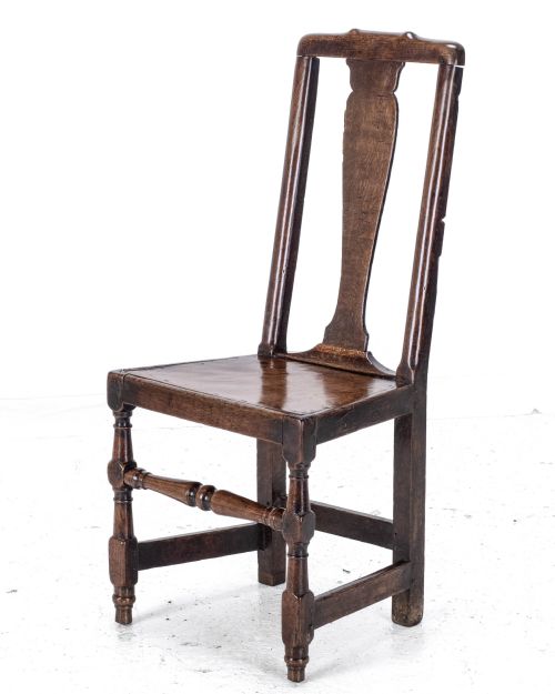 late c17th queen anne oak high back chairback stool country hall side dining - CATEGORY: ANTIQUE CHAIRS - DATED 17TH CENTURY
