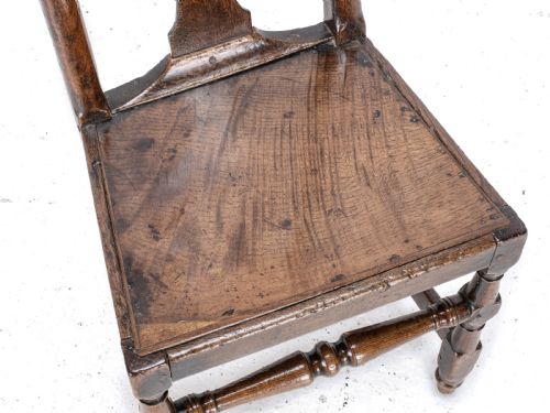 LATE C17TH QUEEN ANNE OAK HIGH BACK CHAIRBACK STOOL COUNTRY HALL SIDE DINING - ADDITIONAL PHOTO 10