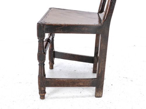 LATE C17TH QUEEN ANNE OAK HIGH BACK CHAIRBACK STOOL COUNTRY HALL SIDE DINING - ADDITIONAL PHOTO 13