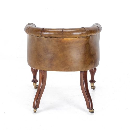 CAPTAINS LEATHER MAHOGANY DESK TUB CHAIR ARMCHAIR C1890 VICTORIAN - ADDITIONAL PHOTO 5