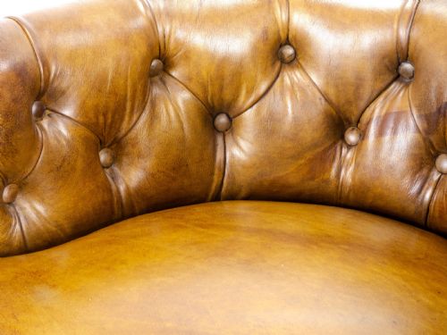 CAPTAINS LEATHER MAHOGANY DESK TUB CHAIR ARMCHAIR C1890 VICTORIAN - ADDITIONAL PHOTO 10