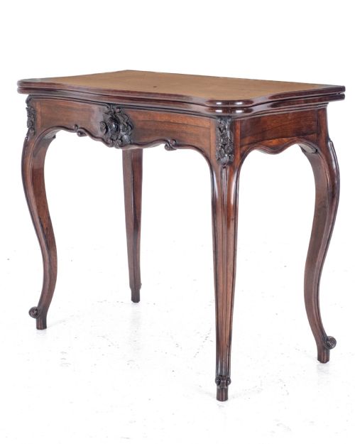 french rococo rosewood console fold over card games table c1860 victorian - CATEGORY: ANTIQUE TABLES - DATED 19TH CENTURY