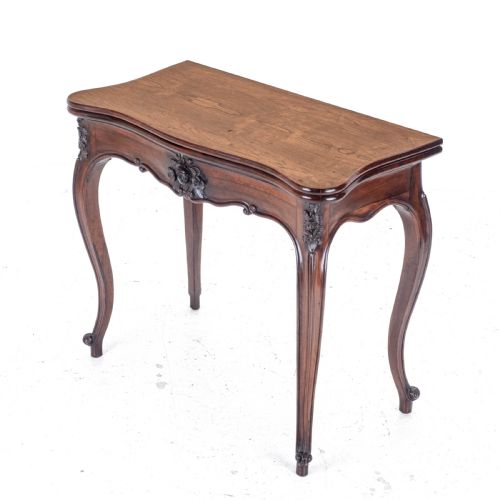 FRENCH ROCOCO ROSEWOOD CONSOLE FOLD OVER CARD GAMES TABLE C1860 VICTORIAN - ADDITIONAL PHOTO 6