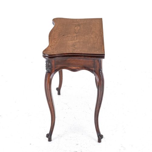 FRENCH ROCOCO ROSEWOOD CONSOLE FOLD OVER CARD GAMES TABLE C1860 VICTORIAN - ADDITIONAL PHOTO 7