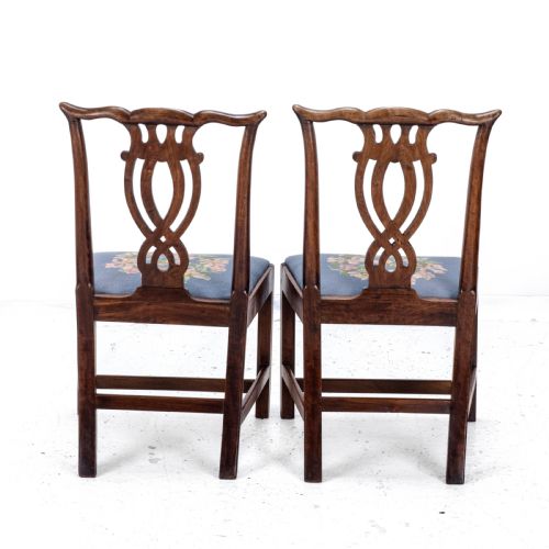 LATE C18TH PAIR OF FRUITWOOD CHIPPENDALE COUNTRY TAPESTRY DINING CHAIRS GEORGIAN - ADDITIONAL PHOTO 6