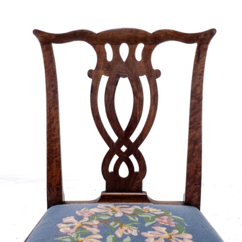 LATE C18TH PAIR OF FRUITWOOD CHIPPENDALE COUNTRY TAPESTRY DINING CHAIRS GEORGIAN - ADDITIONAL PHOTO 11