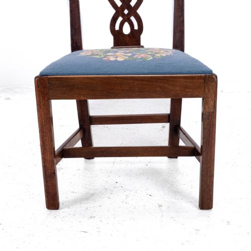 LATE C18TH PAIR OF FRUITWOOD CHIPPENDALE COUNTRY TAPESTRY DINING CHAIRS GEORGIAN - ADDITIONAL PHOTO 13