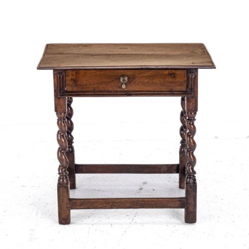 LATE C17TH WALNUT BARLEY TWIST SIDE TABLE WITH DRAWER CAROLEAN COUNTRY SMALL OCCASIONAL LAMP - ADDITIONAL PHOTO 1