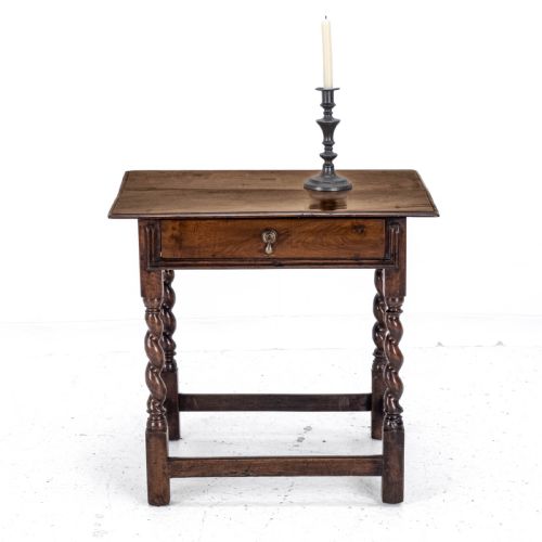 LATE C17TH WALNUT BARLEY TWIST SIDE TABLE WITH DRAWER CAROLEAN COUNTRY SMALL OCCASIONAL LAMP - ADDITIONAL PHOTO 2