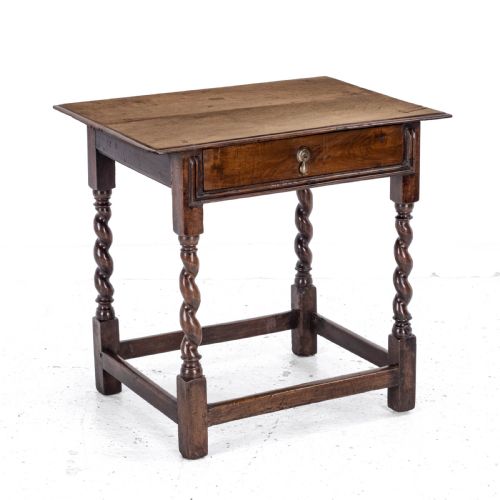 LATE C17TH WALNUT BARLEY TWIST SIDE TABLE WITH DRAWER CAROLEAN COUNTRY SMALL OCCASIONAL LAMP - ADDITIONAL PHOTO 3